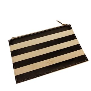 EUC Kate Spade Black and Ivory Striped Small Pouch
